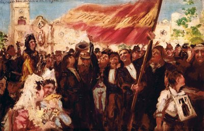 Plaza San Antonio de Cádiz no dia do juramento da Constituição de 1812 (óleo sobre tela) de Federico Godoy y Castro