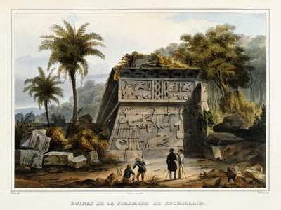 Ruínas da pirâmide de Xochicalco, 1839 de Federico Mialhe