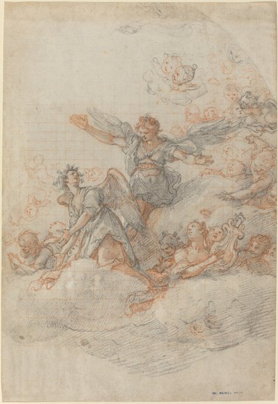 Anjos e Putti nas nuvens de Federico Zuccaro