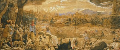Cena de caça com uma Florença imaginária, de Federico Zuccaro (cerca de 1540-1609) de Federico Zuccaro