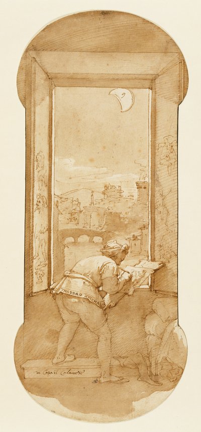 Desenho de Taddeo ao luar na casa de Calabrese de Federico Zuccaro