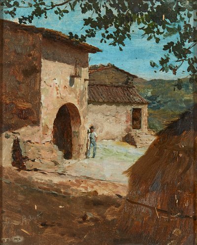 Um Momento Descanso ao Sol (óleo sobre tela) de Federigo (attr.to) Andreotti