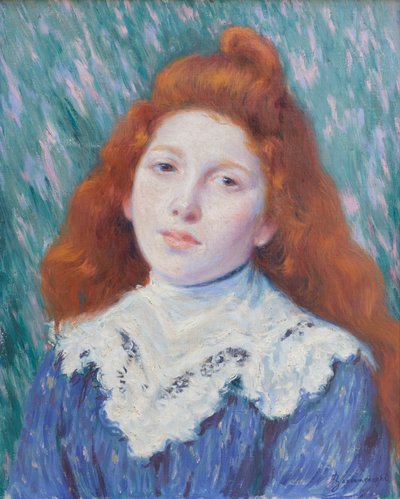 Rapariga com colarinho branco, c.1890 (óleo sobre tela) de Federigo Zandomeneghi