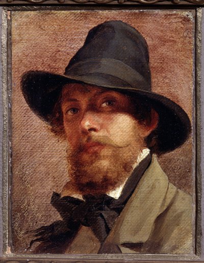 "Auto-Retrato"" Pintura de Feodor Andreyevich Bronnikov (1827-1902) 1856 State V. Tropinin-Museum, Moscou de Fedor Andreevich Bronnikov