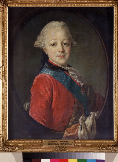 Retrato do Grão-Duque Pavel Petrovich (1754-1801) quando criança. Pintura por Fyodor (Fedor ou Fiodor) Stepanovich Rokotov (1735-1808), óleo sobre tela de Fedor Stepanovich Rokotov