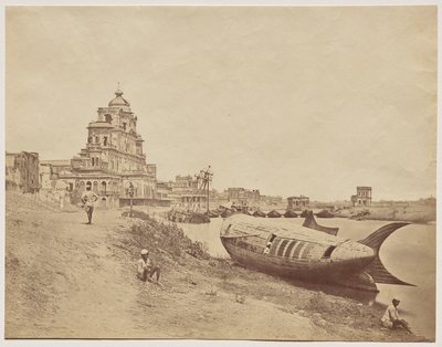 Chutter Manzil Palace, com o Barco do Rei em Forma de Peixe de Felice A. Beato