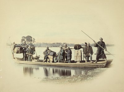 Grupo num barco de Felice Beato