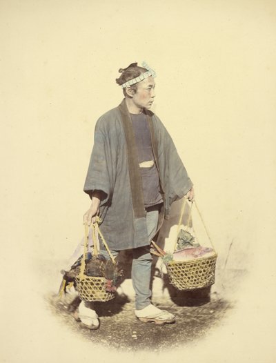 Cozinheiro japonês, de regresso do mercado de Felice Beato