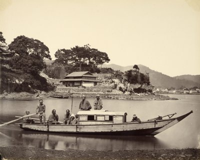 [Junk japonês no canal, em Nagasaki] de Felice Beato
