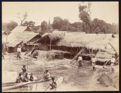 [Aldeia nativa ao longo do rio Irrawaddy] de Felice Beato