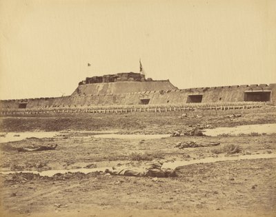 Parte traseira do forte norte mostrando o recuo do exército chinês, 21 de agosto de 1860 de Felice Beato