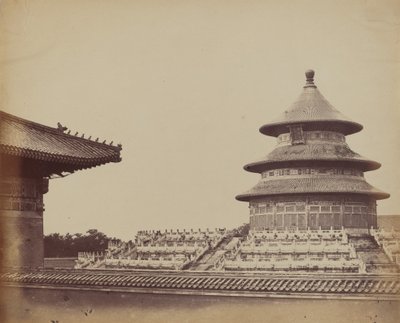 Templo do Céu do lugar onde os padres são queimados, na cidade chinesa de Pequim, outubro de 1860 de Felice Beato
