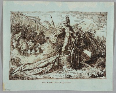 Aquiles arrasta o corpo de Heitor de Felice Giani