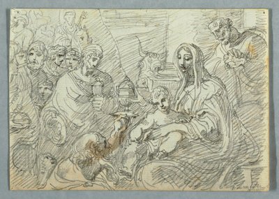 Estudo de adoração dos Magos após Lodovico Carracci de Felice Giani