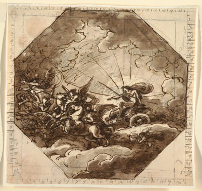 Apollo em sua carruagem com Aurora, Sala Ottogonale, Palazzo Milzetti, Faenza de Felice Giani