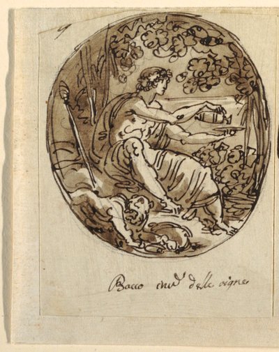 Baco, projeto para teto abobadado, Sala dei Legislatori, Palazzo Conti-Sinibaldi, Faenza de Felice Giani