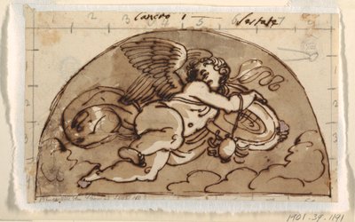 Câncer, Lunette para Teto, Sala Octogonal, Palazzo Milzetti, Faenza de Felice Giani