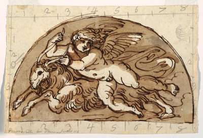 Capricórnio, Lunette para Teto da Sala Octogonal, Palazzo Milzetti, Faenza de Felice Giani