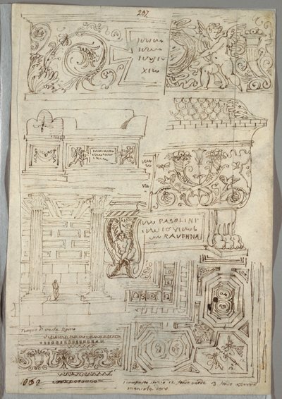 Decorative Study; Verso: Two Head Studies de Felice Giani