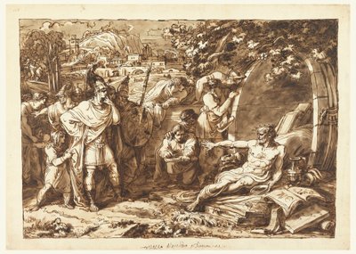 Desenho, Alexandre o Grande e Diógenes, 1820-22 de Felice Giani