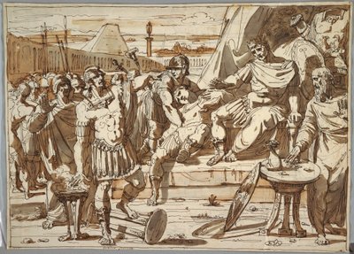 Desenho, Caius Mucius Scaevola e Porsena, 1800-1820 de Felice Giani
