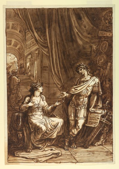 Desenho, Cleópatra a suplicar a O, ca. 1820 de Felice Giani