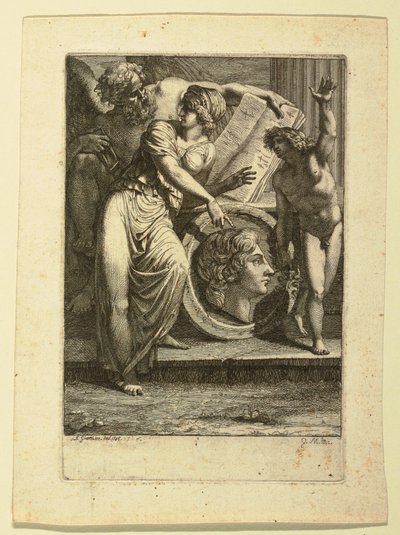 Desenho, Gravura: Frontispício ou página dedicatória, 1785 de Felice Giani