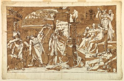 Desenho, Hades; Perséfone no Submundo (Oferta a Prosérpina), ca. 1820 de Felice Giani