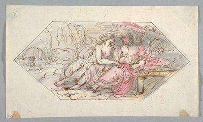 Desenho, Júpiter consola uma deusa implorante, provavelmente Vénus, 1796-98 de Felice Giani
