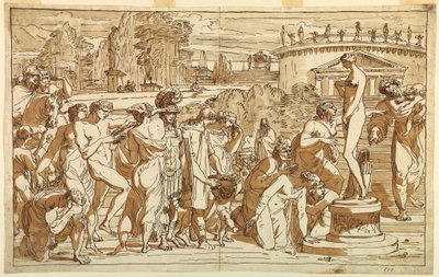 Desenho, Adoração de Vénus numa paisagem clássica, ca. 1820 de Felice Giani