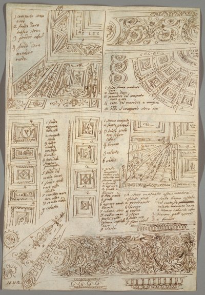 Quatro Estudos Decorativos de Tetos; Verso: Estudos Anatômicos de Felice Giani