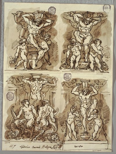 Quatro Herms, Estudos após o Carracci de Felice Giani