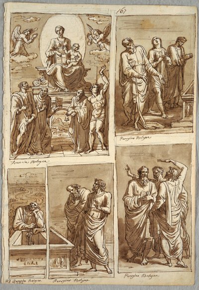 Quatro estudos de obras de Perugino e Francia de Felice Giani