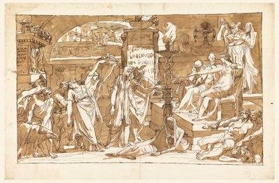 Hades; Perséfone no submundo (oferta a Proserpina) de Felice Giani