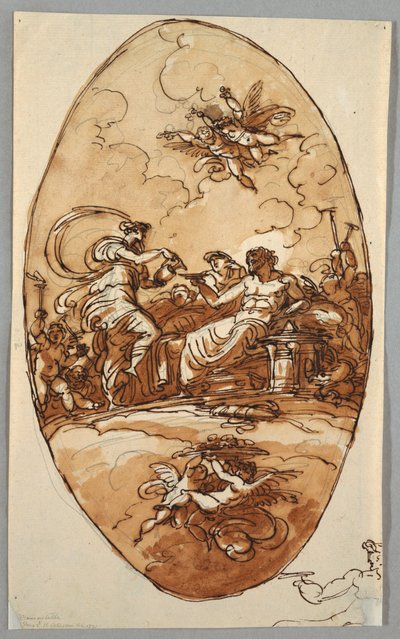 Hebe oferecendo uma bebida a Zeus de Felice Giani