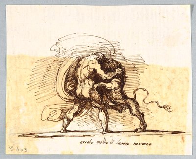 Hércules e Leão de Nemeia de Felice Giani