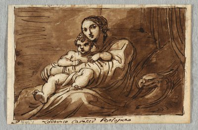 Madonna e criança, estudo após Lodovico Carracci de Felice Giani