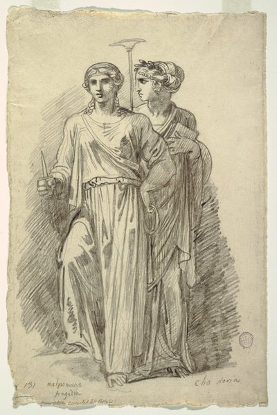 Melpomene, musa da tragédia e Clio, musa da história de Felice Giani