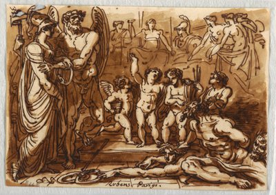 Minerva e um deus alado de Felice Giani