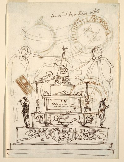 Projeto para um catafalco para o serviço fúnebre do Papa Pio VI em Forli de Felice Giani