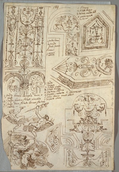 Seis Estudos Decorativos; Verso, Estudo Anatômico de Felice Giani