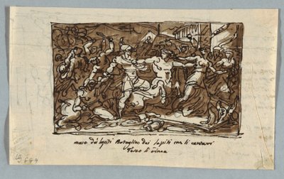 Página do Sketchbook: Batalha dos Centauros e Lápitas de Felice Giani