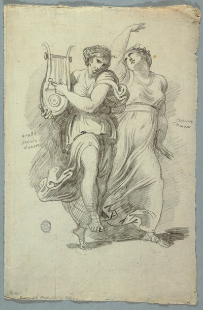Terpsícore, Musa da Dança e Erato, Musa da Poesia do Amor de Felice Giani