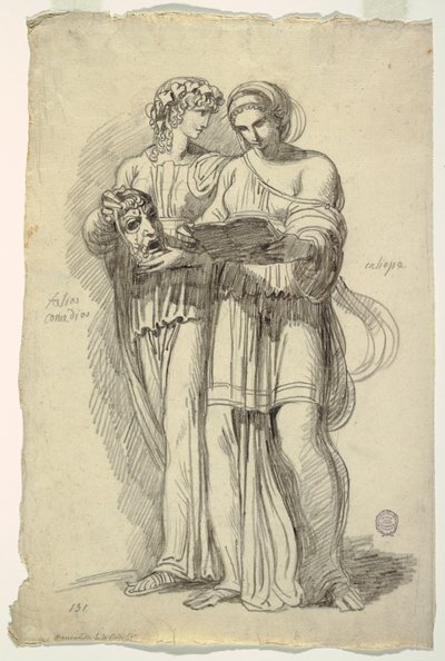 Thalia, musa da comédia e Calliope, musa da poesia épica de Felice Giani