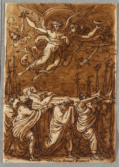 Os apóstolos levando o corpo da Virgem ao túmulo, estudo após Lodovico Carracci de Felice Giani