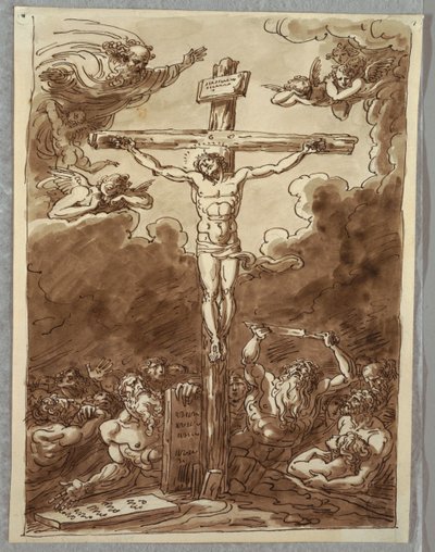 A crucificação, estudo após Ludovica Carracci de Felice Giani