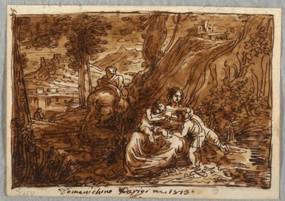 A fuga para o Egito, depois de Domenichino de Felice Giani
