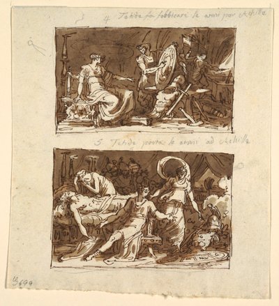 Thetis na Oficina de Hefesto; Thetis Mostrando a Armadura a Aquiles: Dois Projetos para Painéis de Teto na Galeria d