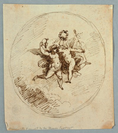 Dois Putti Voadores com Atributos de Dionísio de Felice Giani