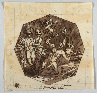 Vulcano forjando os Thunderbolts of Jove de Felice Giani